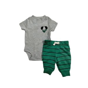 Carter's 2pc Baby Boy Grey Bodysuit and Green Pants Set