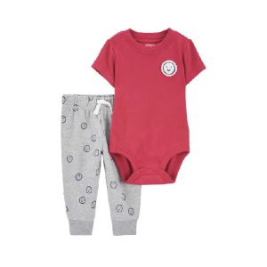Carter's 2pc Baby Boy Red Bodysuit and Grey Pants Set