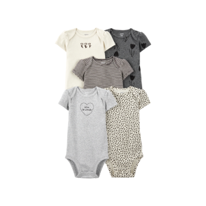 Carter's 5pc Baby Girl Ivory Grey Bodysuit Set