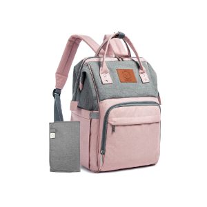 KeaBabies Original Diaper Backpack - Pink/Gray