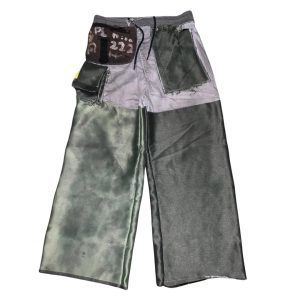 Title: Distressed Olive Green // 11:11 // 222 Concept” Baggy Boxfit Curtain Pants