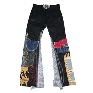 Title: Flower Ghost // “NS Concept” Upcycled Black Jeans